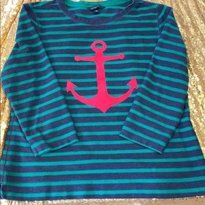 Lands End Striped Anchor Sweater